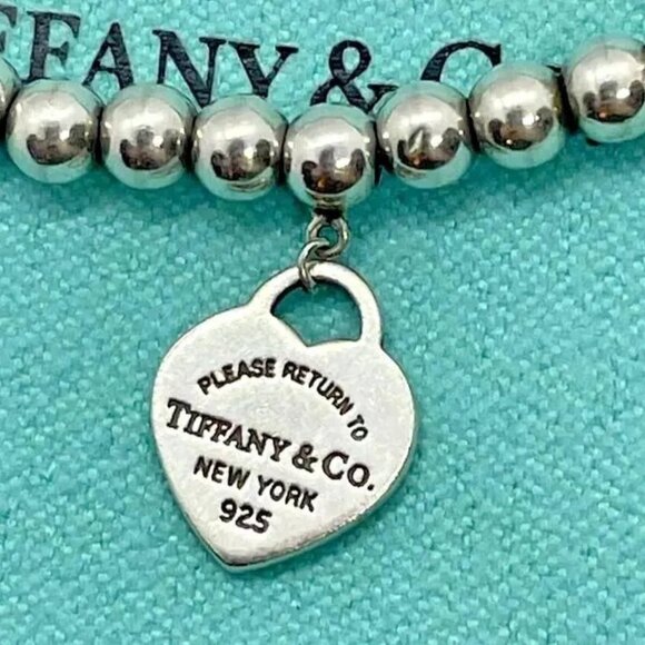 Like New Return To Tiffany & Co Sterling Silver Blue Enamel Beaded … - Picture 3 of 5